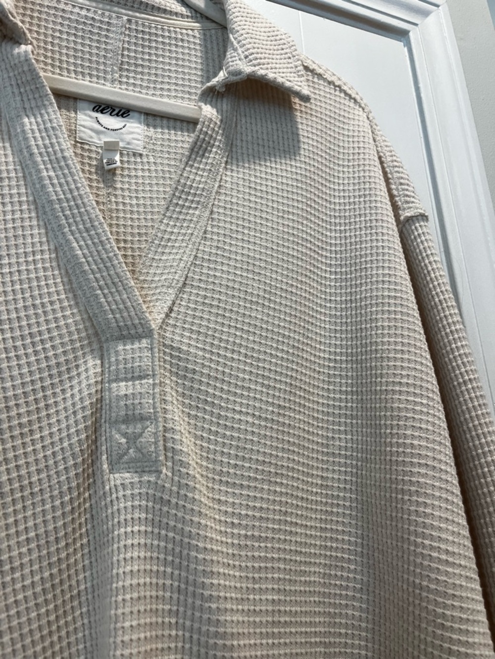 aerie NWOT Cream Waffle Knit Long Sleeve Top - Picture 5 of 10